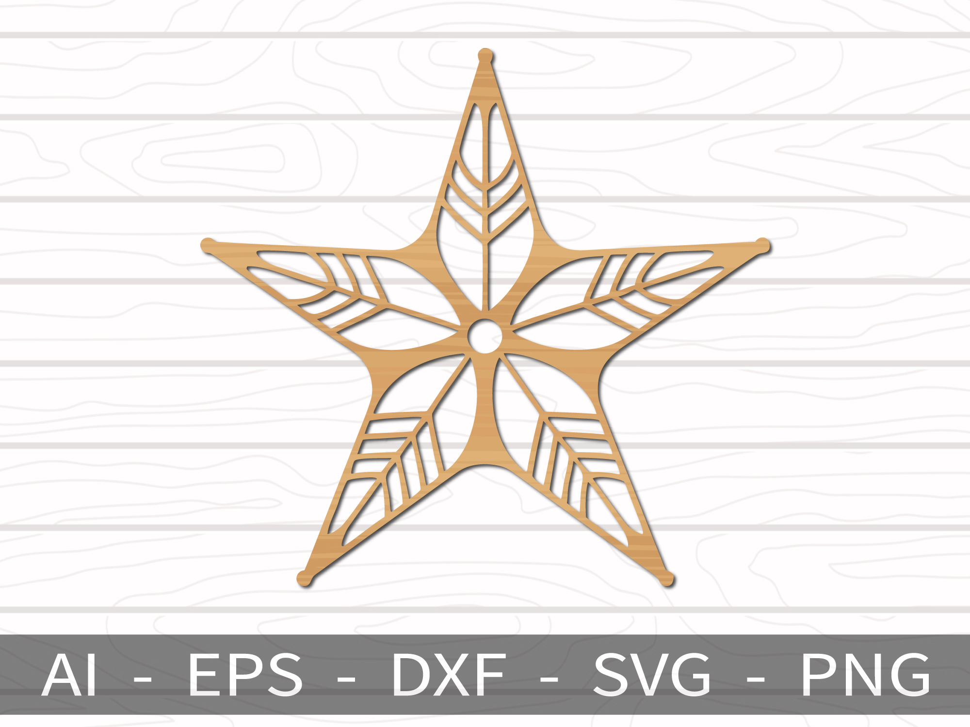 [Laser cut and engrave] Leaf Pattern Star Christmas Ornament