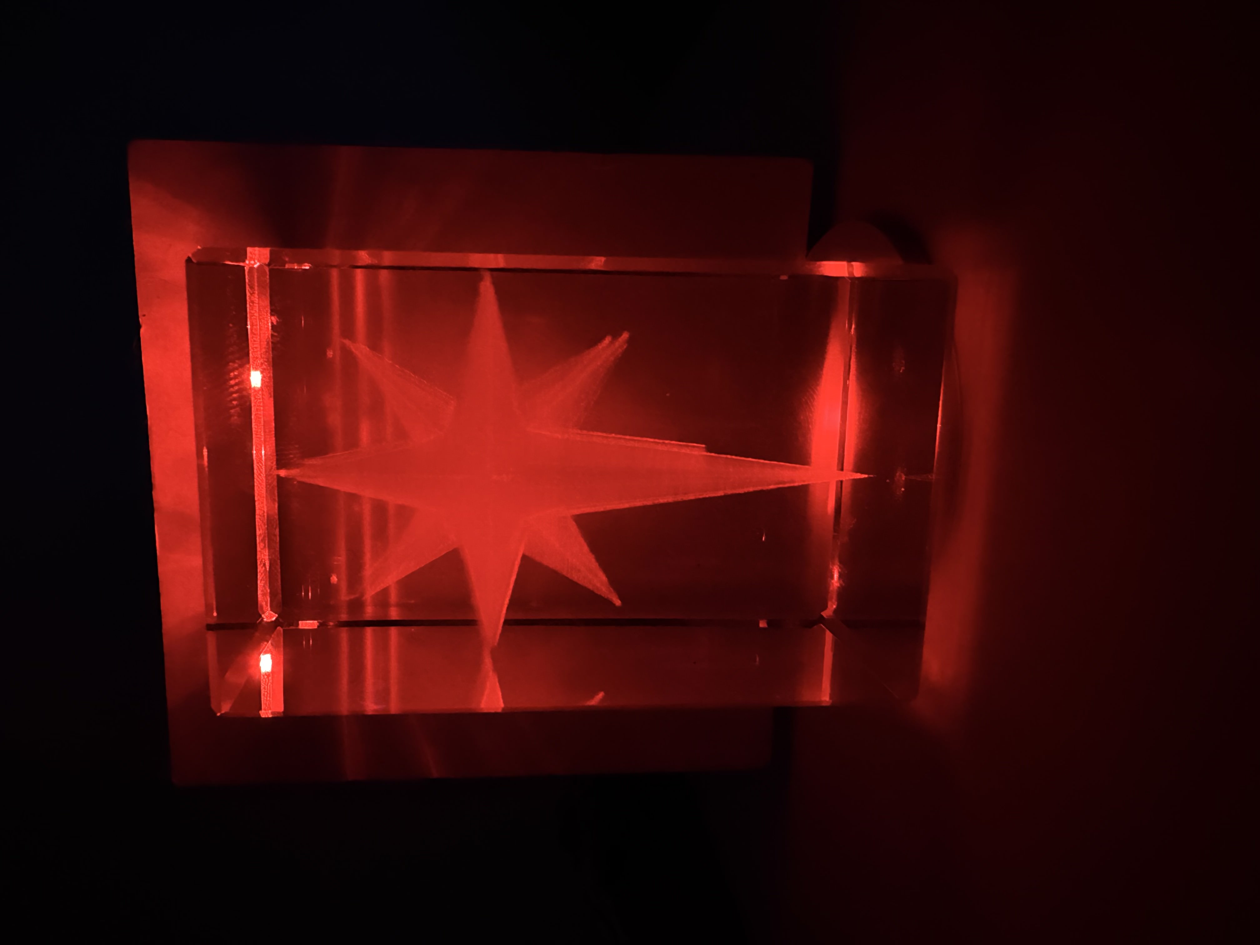 [Laser cut and engrave] Clear Glass Block with North Star Motif