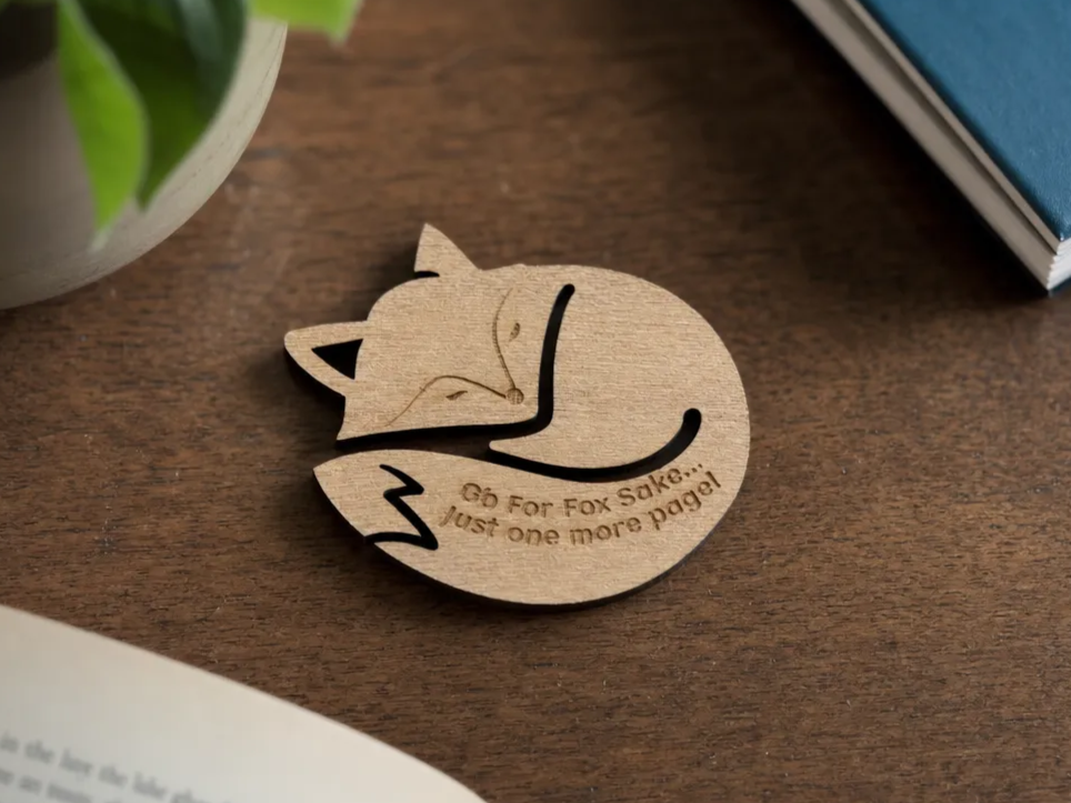 Sleeping Fox Bookmark with Oh For Fox Sake Quote