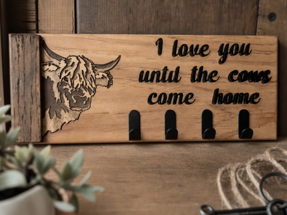 Multi layer Highland cow key hanger