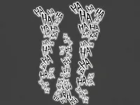 [Laser cut and engrave] Wandaufkleber mit lachendem Haha Schriftzug im Joker Stil