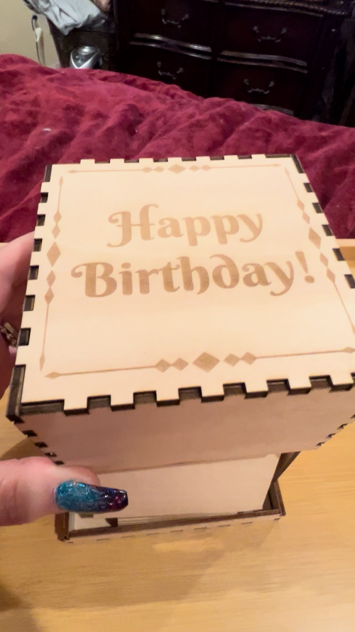 [Laser cut and engrave] Happy Birthday Exploding Gift Box with Festive Decorations