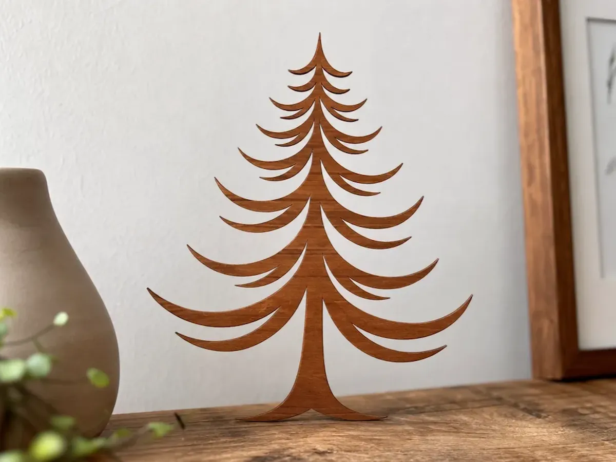 [Laser cut and engrave] Minimalist Wooden Christmas Tree Tabletop Ornament