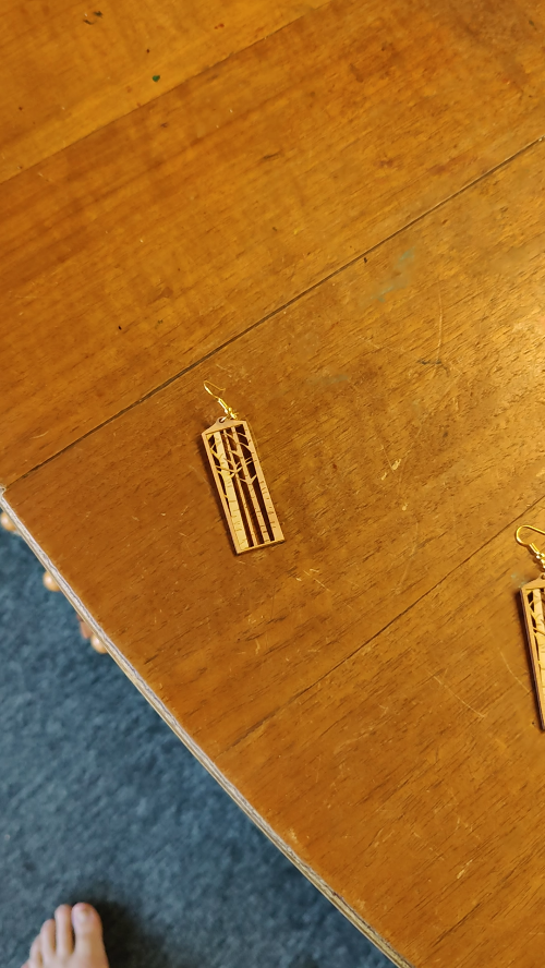 [Laser cut and engrave] Birch Tree Forest, four layered Silhouette Dangle Earrings