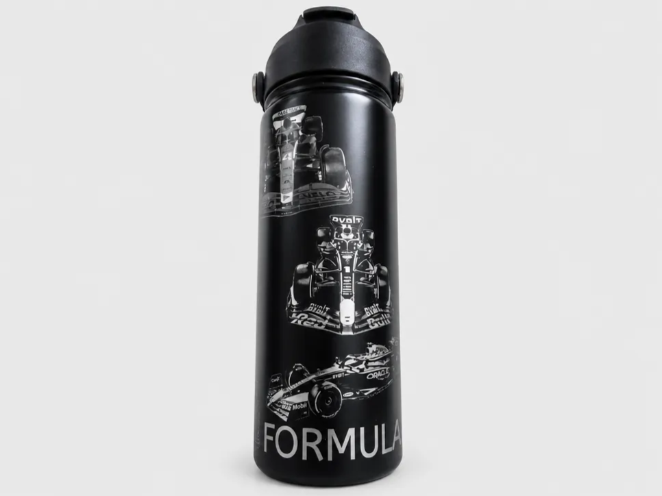 Black Formula 1 Racing Insulated Water Bottle