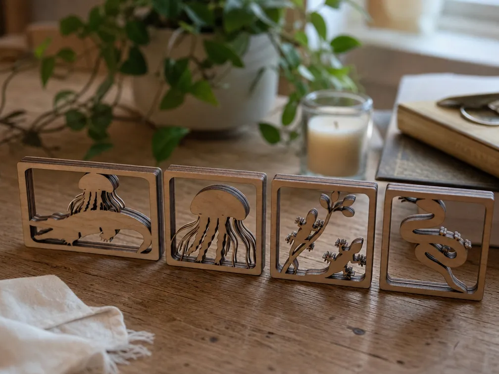 Layered Wooden Animal and Marine Life Square Frames