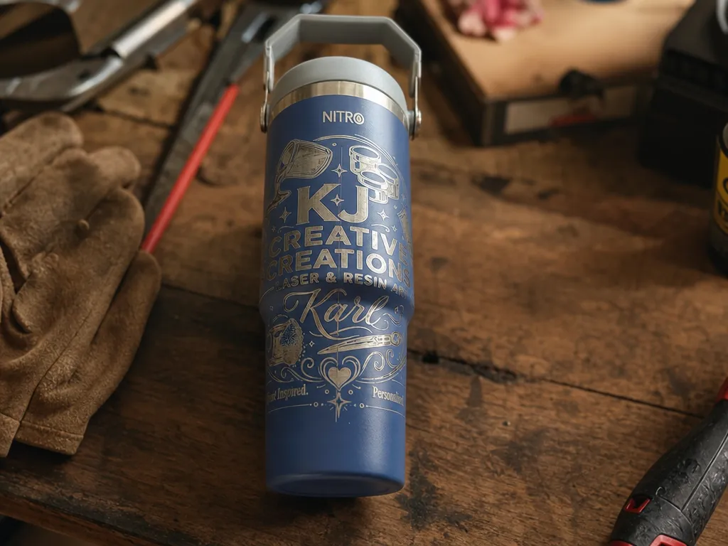 Blue Insulated Stainless Steel Travel Tumbler with Handle