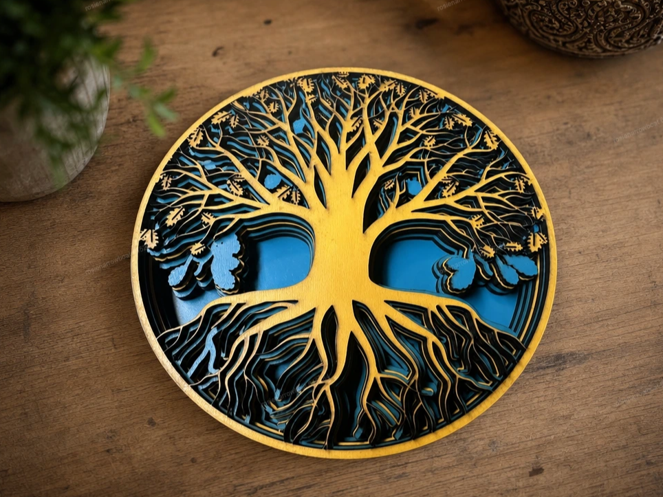 6 Layered Tree of Life Circular Wall Art