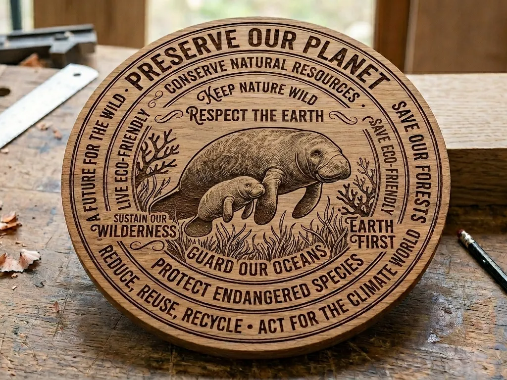 Preserve Our Planet Manatee Wall Sign with Environmental Conservation Quotes
