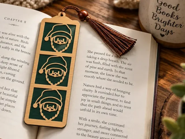 Santa Claus Wooden Bookmark