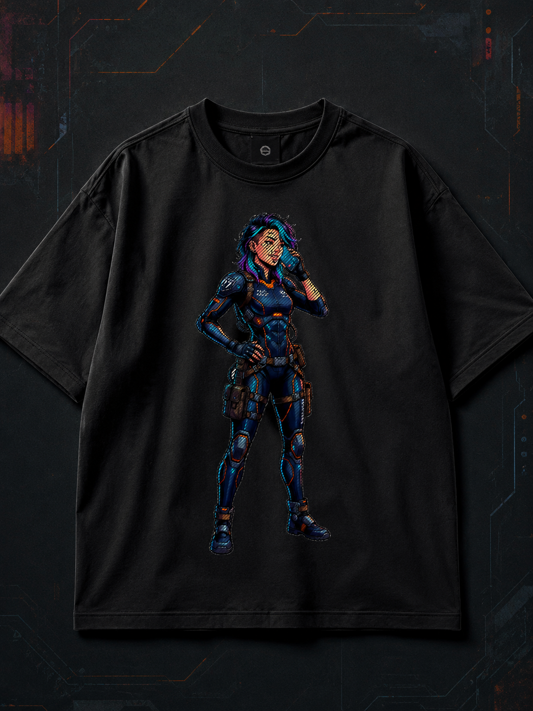 [DTF Printing] KIM Cyber Girl Mecha Pilot Halftone Graphics