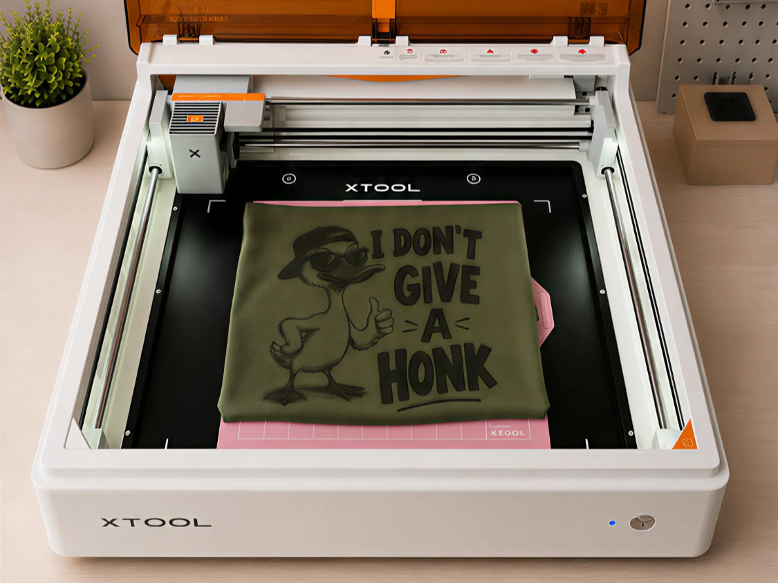 Laser engraved on brushed cotton T-shirt