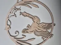 [Laser cut and engrave] Kingfisher Bird Catching Fish Circular Wall Hanging