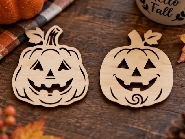 Wooden Jack-o'-lantern Pumpkin Cutouts for Fall Decor