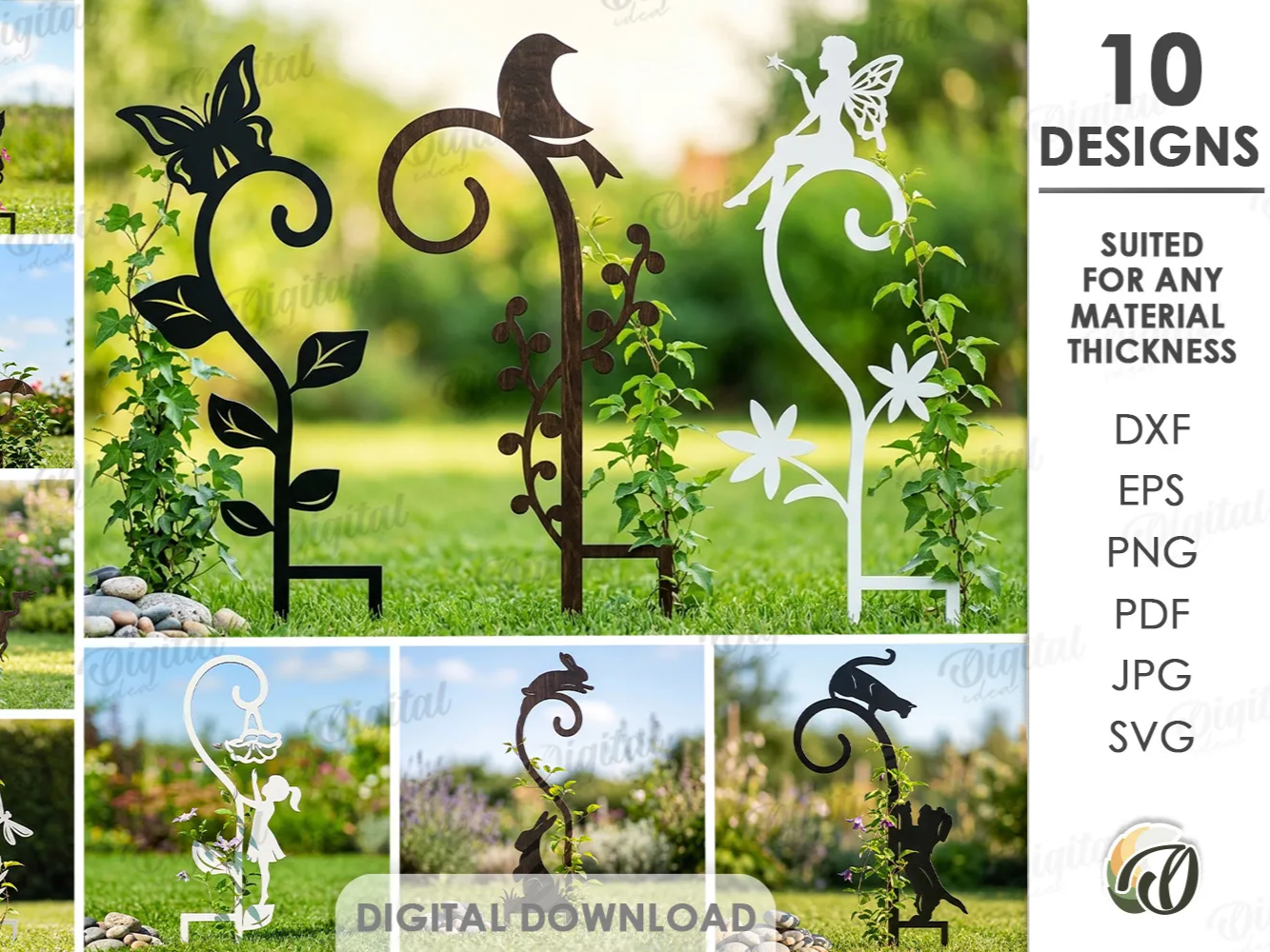 Garden Trellises bundle. Garden decor alser cut files. Garden stakes. Yard decoration. Garden Plant Trellis