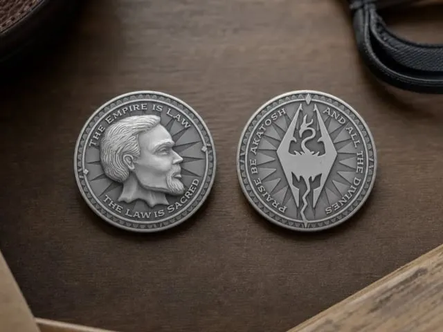 Skyrim Septim Coin Replica Depth Map Embossment