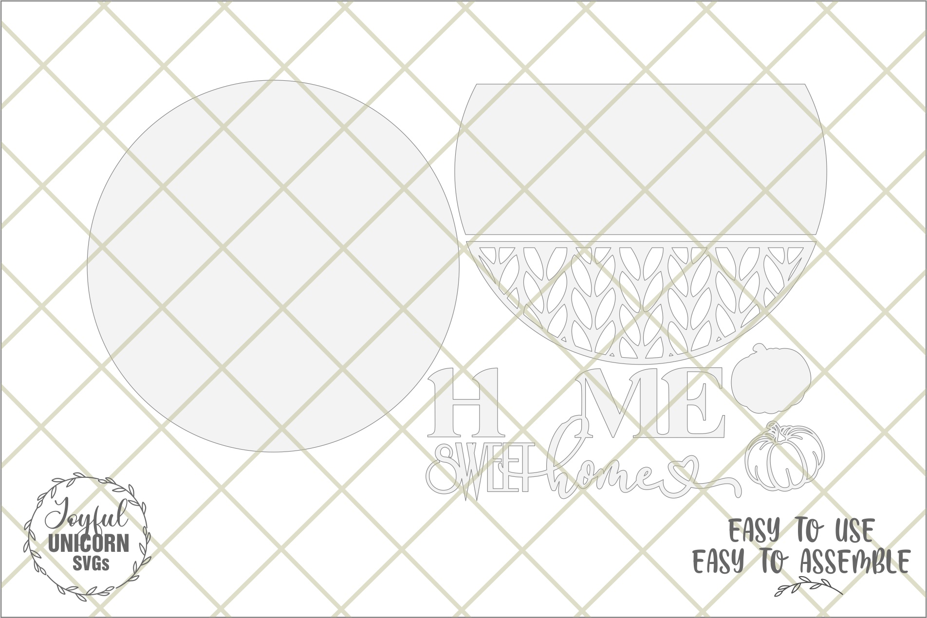[Laser cut and engrave] Home Sweet Home Pumpkin Sign SVG, Fall Round Door Hanger, Autumn Wooden Door sign, Laser Cut File for Glowforge, CNC, Cricut