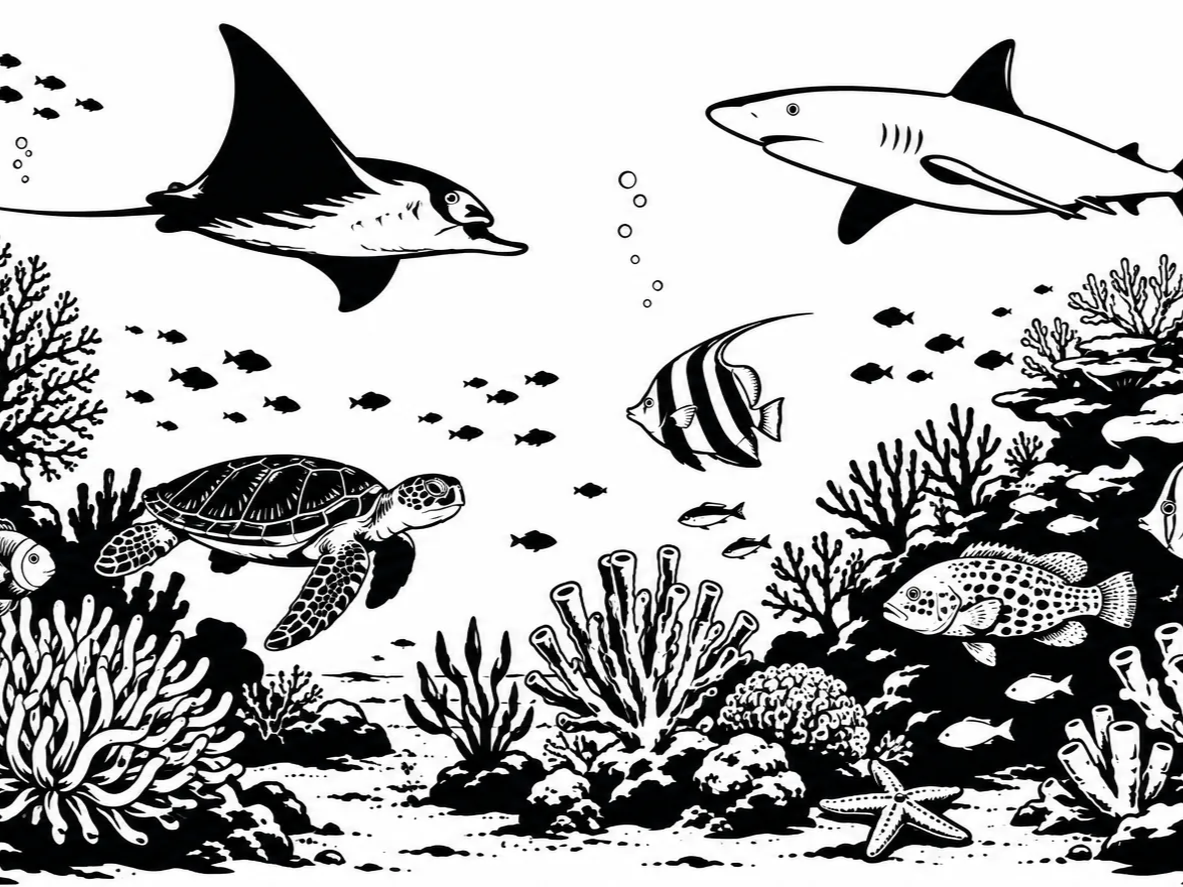 Coral Reef Sea Life | 2-Tone Laser Engraving Tumbler Wrap