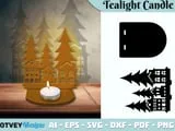 [Laser cut and engrave] Christmas Village Scene Tealight Candle Holder