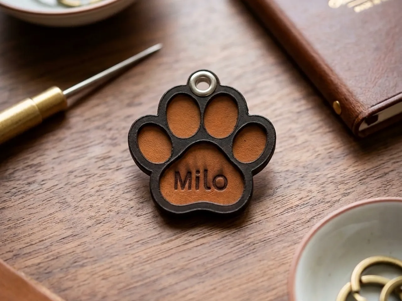 Paw Print Dog Tag Leather, Acrylic, Wood, Etc instruction: step 4 - Eyelet