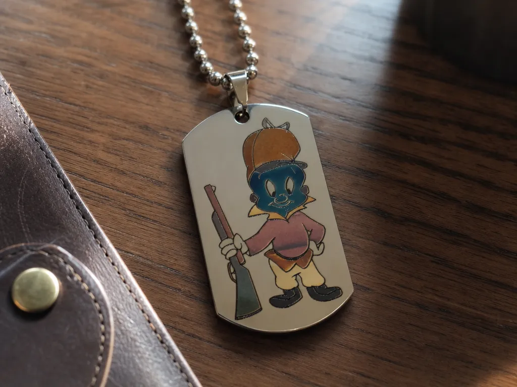 Elmer Fudd Cartoon Character Stainless Steel Dog Tag Necklace