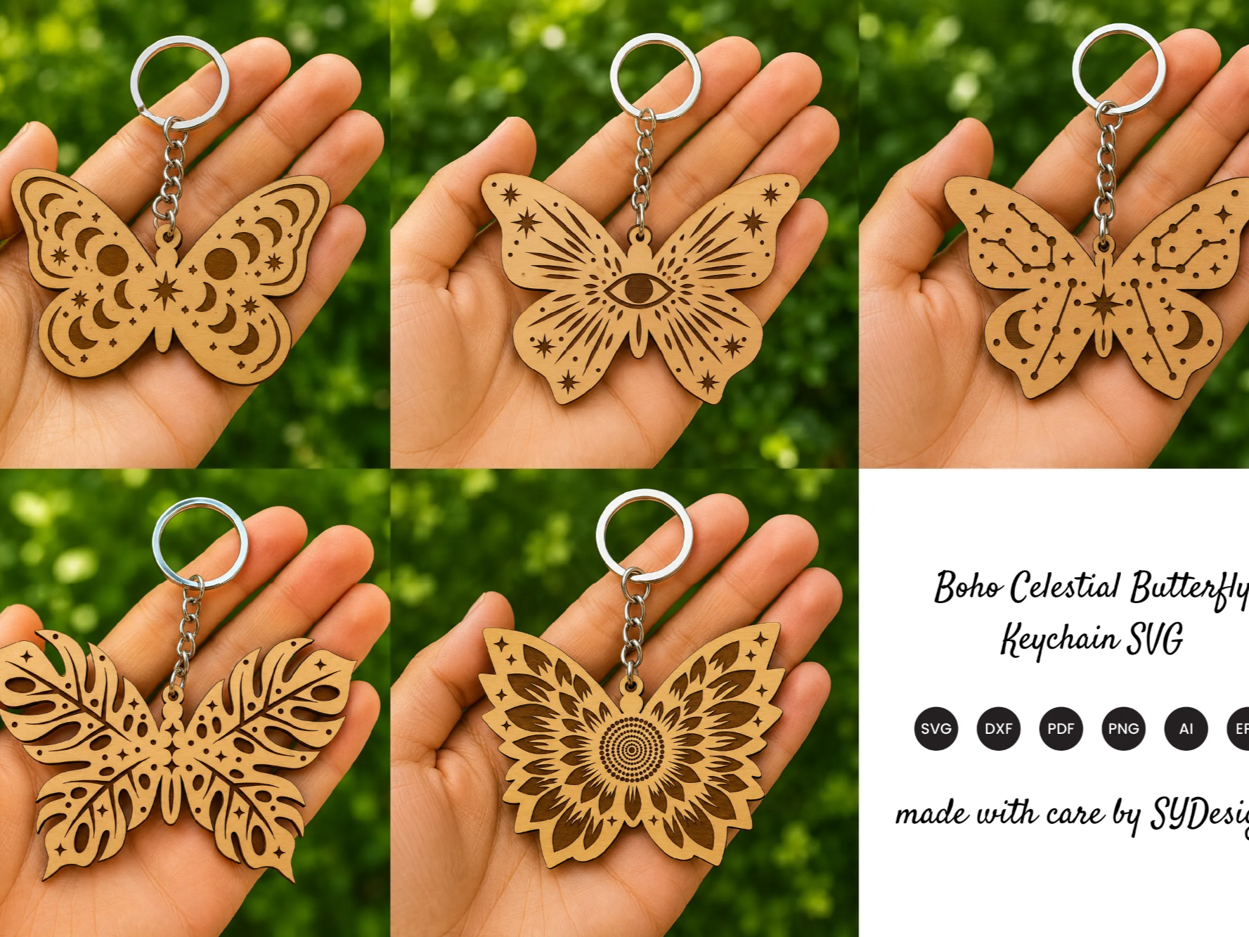 Boho Celestial Butterfly Keychain Set