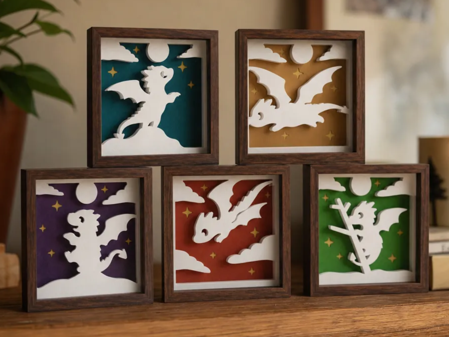 Layered Dragon Shadow Box Wall Art