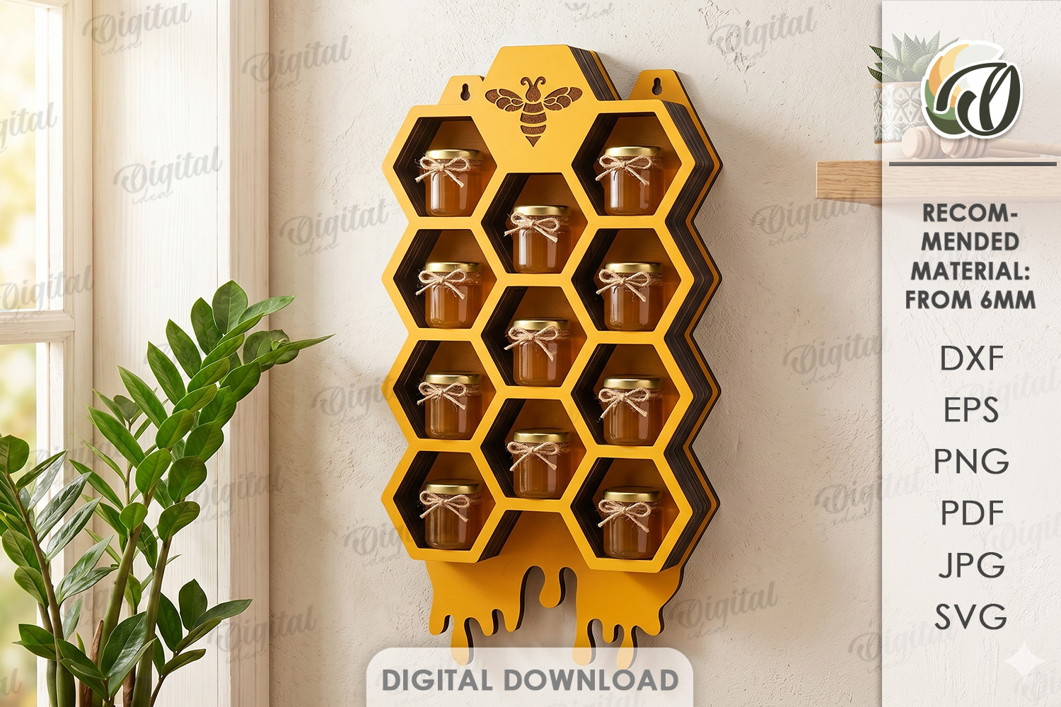 [Laser cut and engrave] 3D Bee Wall Shelves and Stands bundle. Honeycomb Storage shelf laser cut files. Hanging bookshelf svg. Organizer. Display. Bee quotes svg