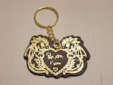 [Laser cut and engrave] Porte-clés en bois avec deux dragons et cœur gravé Pop on t'aime