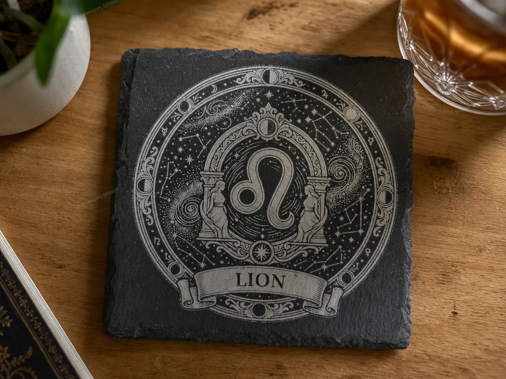Dessous de verre en ardoise thème astro Lion