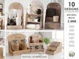[Laser cut and engrave] 3D Home Storage Organizers Bundle. Kitchen Shelf Laser Cut Files. Racks. Bathroom Display Stand SVG. Boho Storage Box. Affirmation Quotes