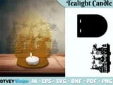 [Laser cut and engrave] Christmas Village Scene Tealight Candle Holder