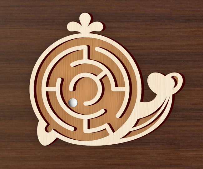 [Laser cut and engrave] Labyrinthe en bois en forme d'escargot pour enfant