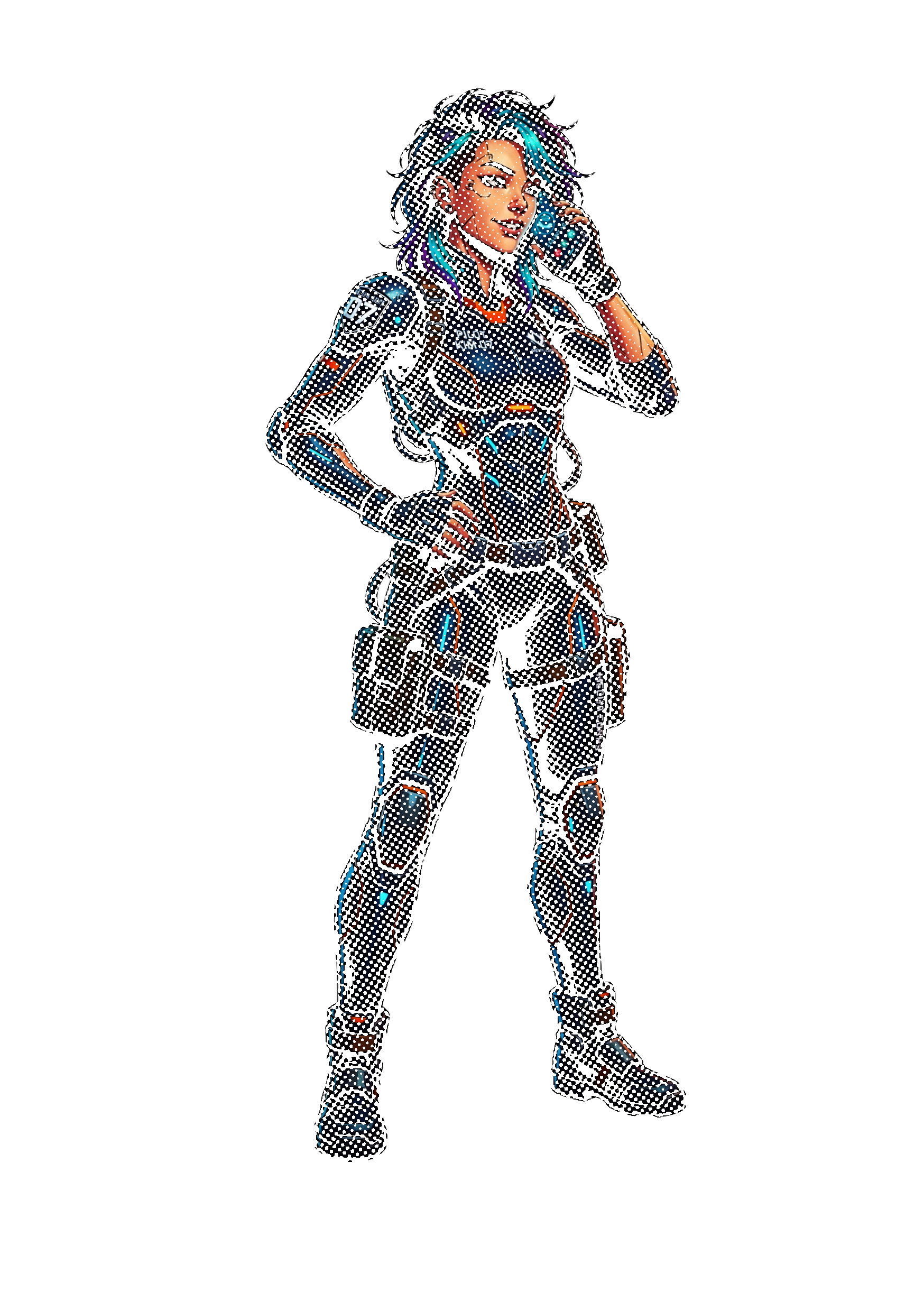 [DTF Printing] KIM Cyber Girl Mecha Pilot Halftone Graphics