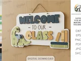[Laser cut and engrave] Personalized Classroom Signs Bundle. Teacher Name Sign Laser Cut Files. School Welcome Door Hanger. Layered School Decor SVG. Kids. Children