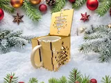 [Laser cut and engrave] Boîte en bois pour tasse avec motif de sapin de Noël