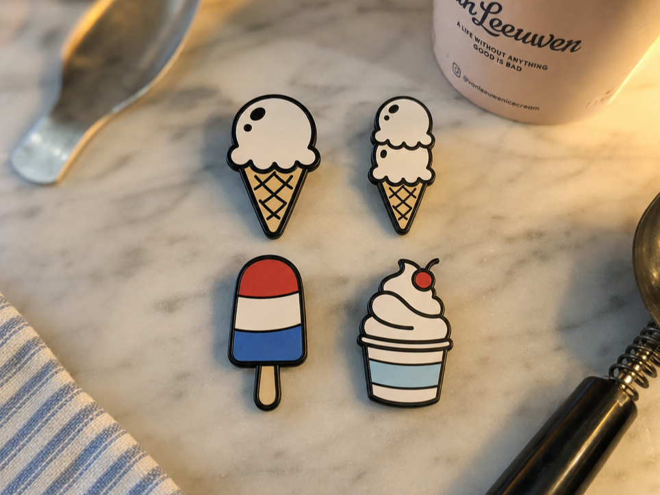 Set of four ice cream and popsicle enamel pins