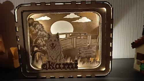 [Laser cut and engrave] Veilleuse personnalisée avec portrait de chien et pont commémoratif