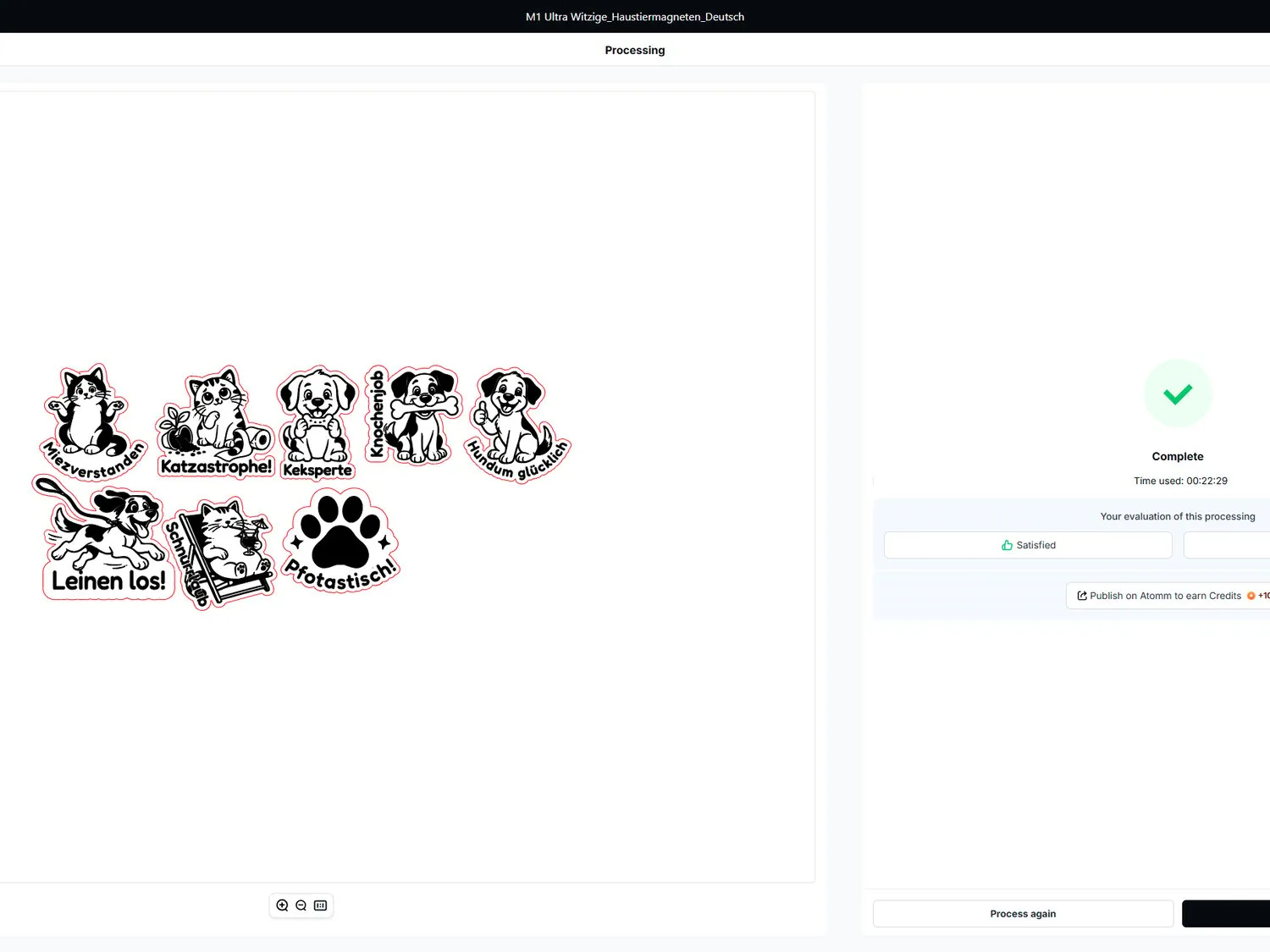 🐶 Paws & Puns 🐈: 8 Funny German Dog & Cat Fridge Magnets instruction: step 2 - Engrave and cut the front designs