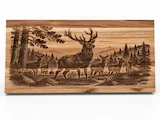 [Laser cut and engrave] Wooden Wall Art Featuring a Majestic Elk Herd in a Forest Landscape