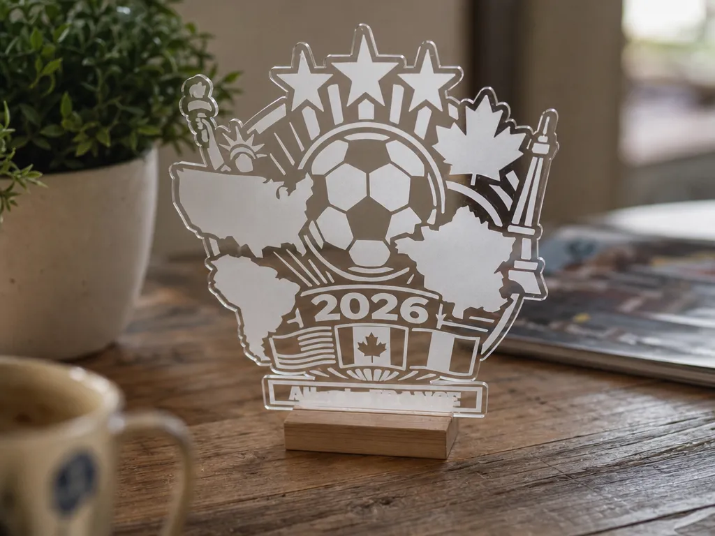 Trophée coupe du monde de football 2026 avec cartes et drapeaux
