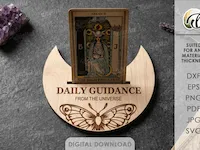 [Laser cut and engrave] 3D Tarot cards holder. Witchy stand laser cut. Celestial card of the day holder. Spiritual. Esoteric. Crystal altar display svg