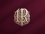 [Laser cut and engrave] Monogramme doré avec lettres LR sur fond bleu texturé