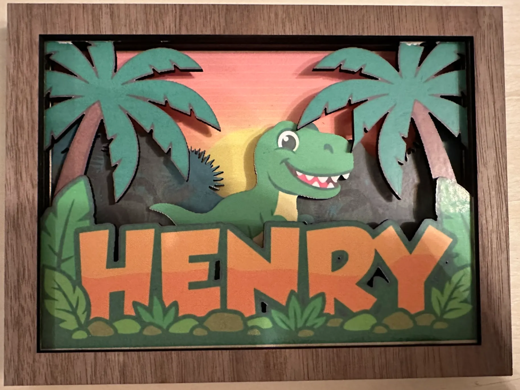Personalized Dinosaur Themed Name Sign for Kids Room