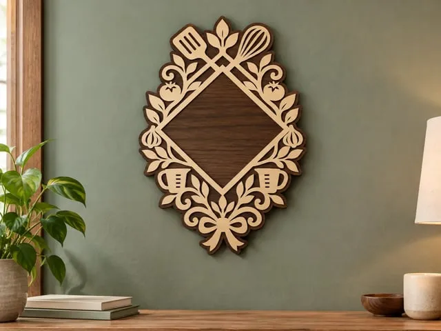 Diamond Kitchen Theme Wooden Laser-Cut Wall Art & Home Decor
