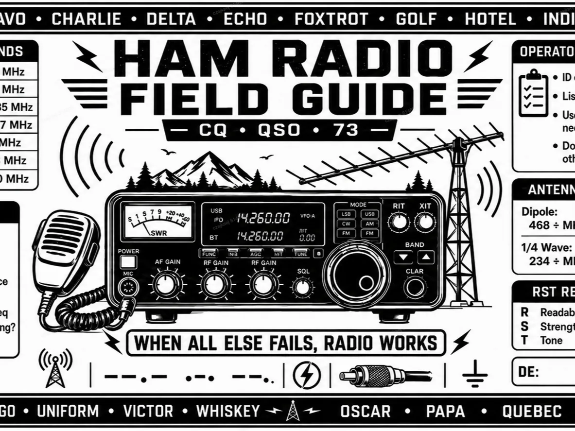 20-003 - Ham Radio Field Guide Tumbler Wrap, CQ QSO 73 Laser Design
