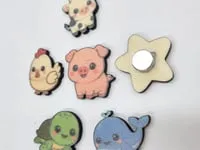 [Laser cut and engrave,Inkjet printing] Set of Cute Kawaii Animal and Sea Creature Flatback Embellishments