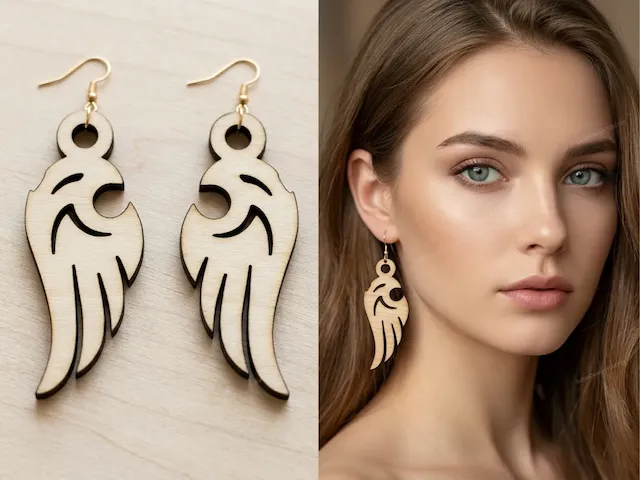 Free Tribal Eagle Wing Wooden Earrings Laser Cut