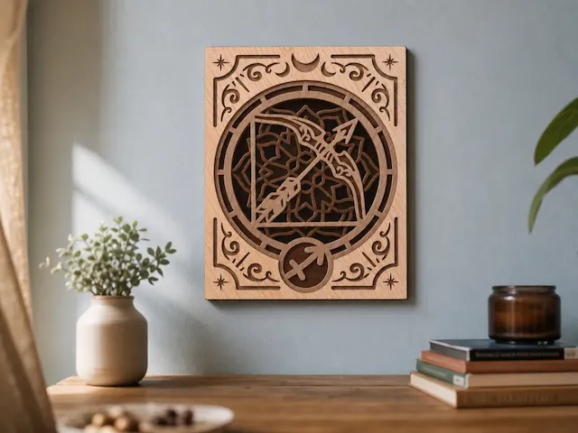 Sagittarius Zodiac Sign Wall Art with Bow and Arrow Motif