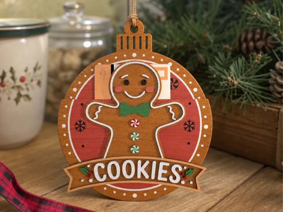 Gingerbread Man Christmas Ornament Gift Card Holder